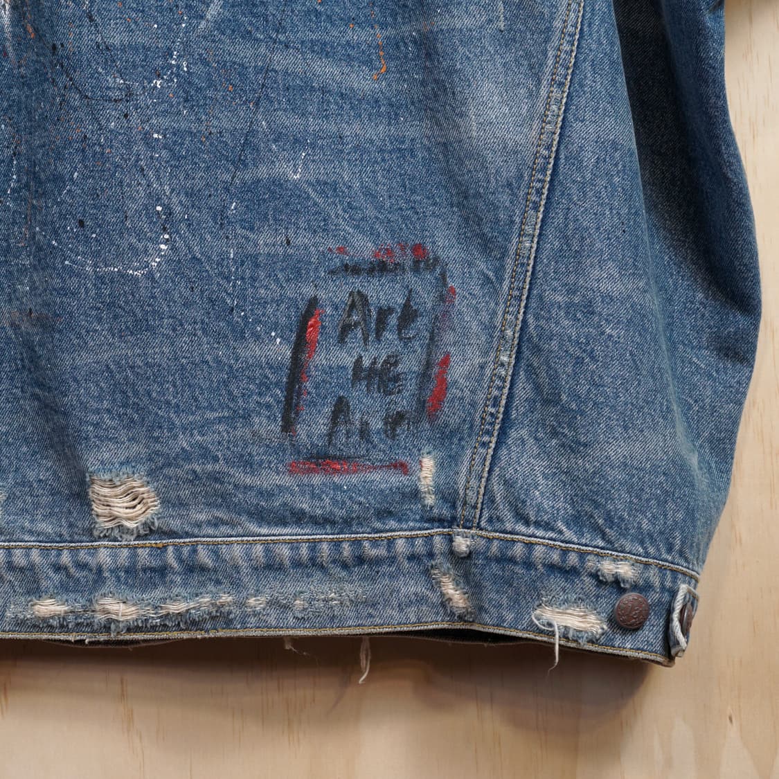 R13 드랍 숄더 데님 베스트(핸드 드로잉 커스텀) 상품이미지6