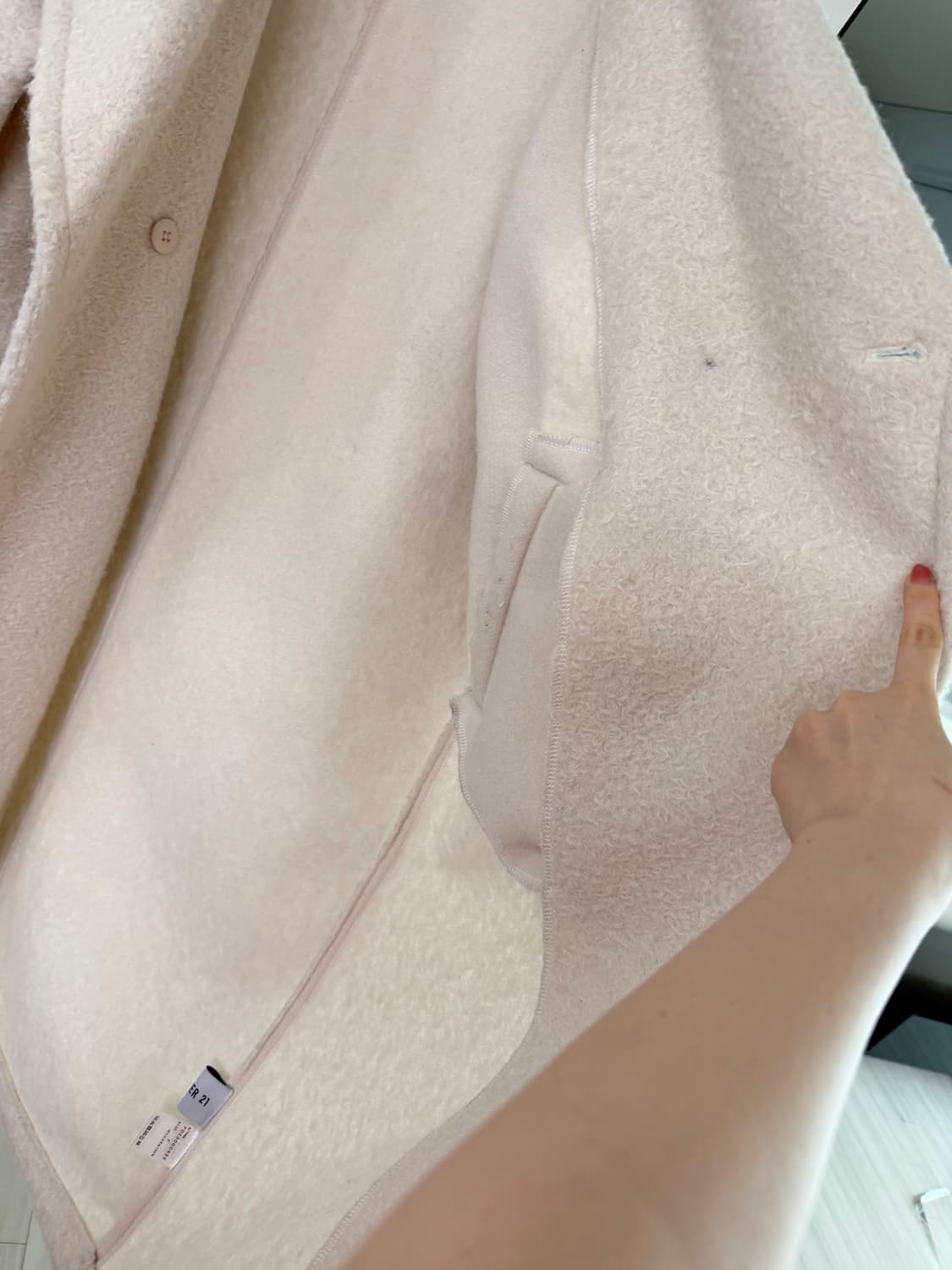 Forever 21 아이보리 부클 롱코트 Free 상품이미지5