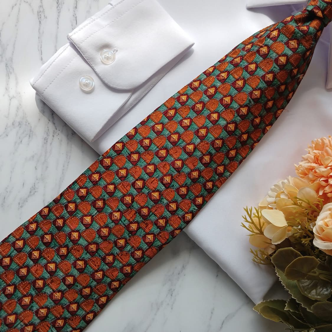 에르메네질도 제냐 실크 브라운 패턴 넥타이 9cm A+등급 E891
 상품이미지5