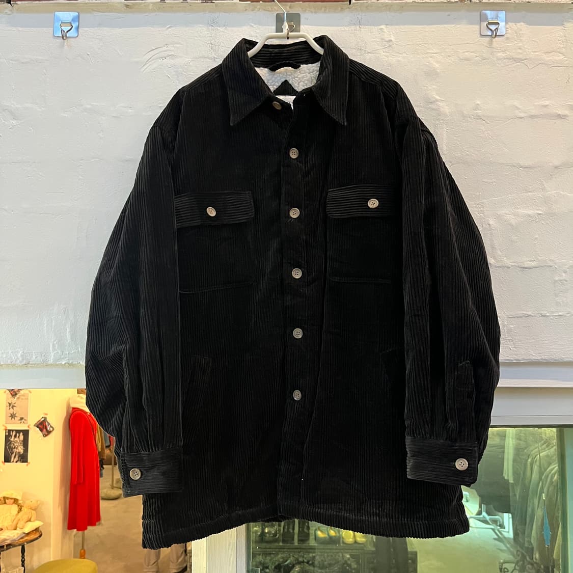 Gents 시어링 코듀로이 셔츠 자켓 블랙 LL 상품이미지1
