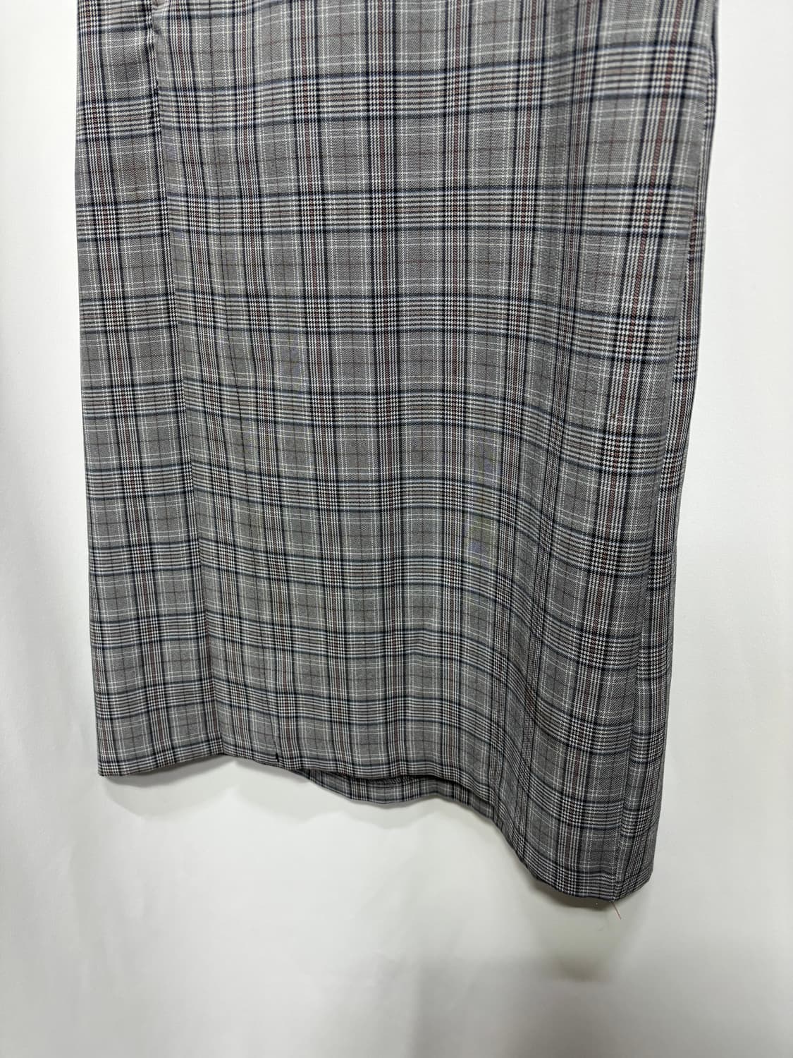 자밀로 그레이 글렌 체크 패턴 앞 슬릿 롱 스커트 상품이미지3