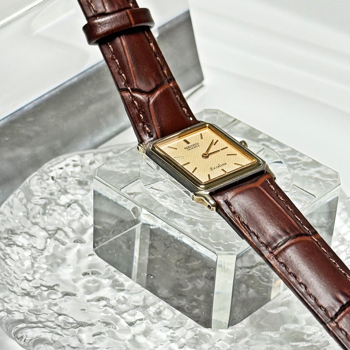 80's90's 세이코 빈티지 엑셀린 스퀘어 탱크 콤비 드래스워치 상품이미지6