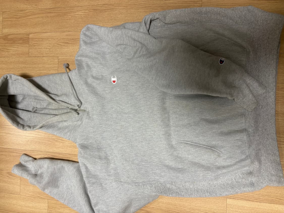 챔피언 그레이 후드 셋업 리버스위브 블루택 L 상품이미지1