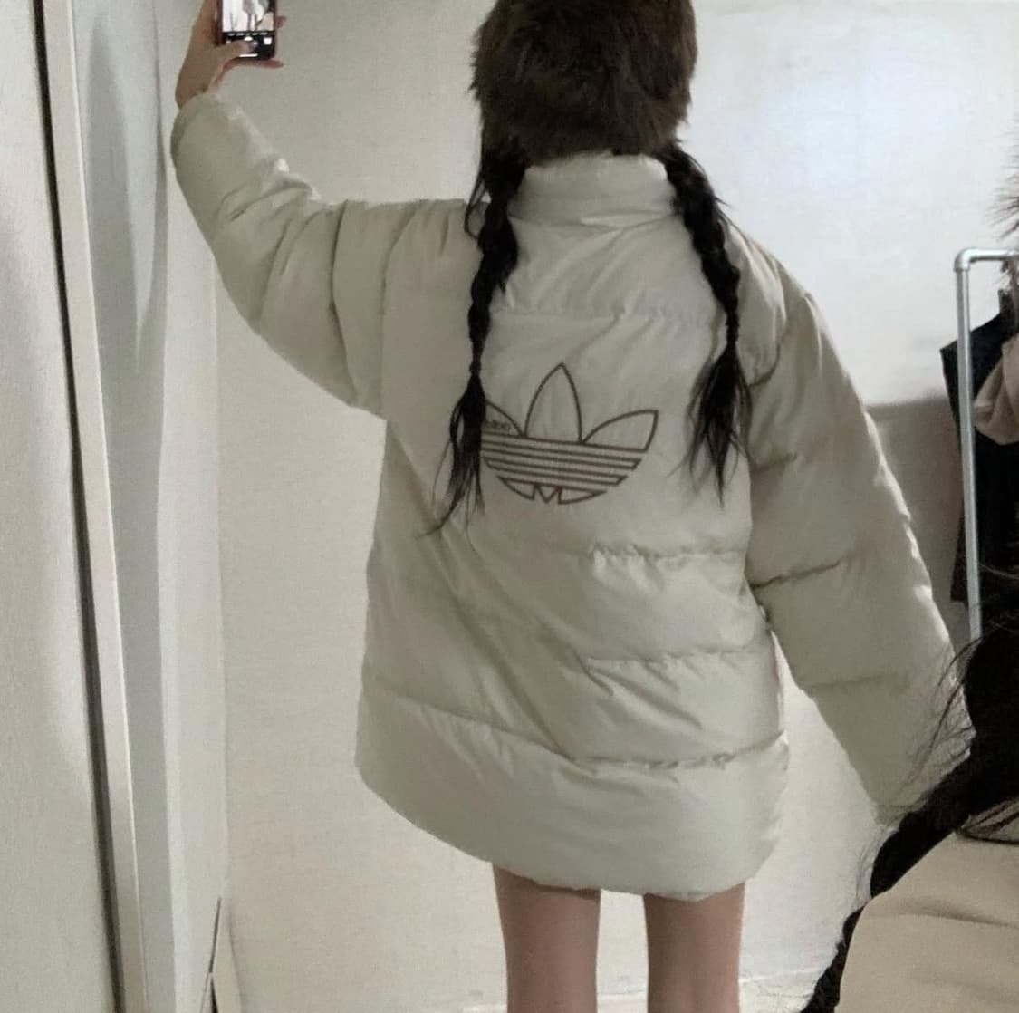 빈티지) 아디다스 대대장 올드 마시멜로우 패딩 라떼갸루 브라운 모카 져지 상품이미지3