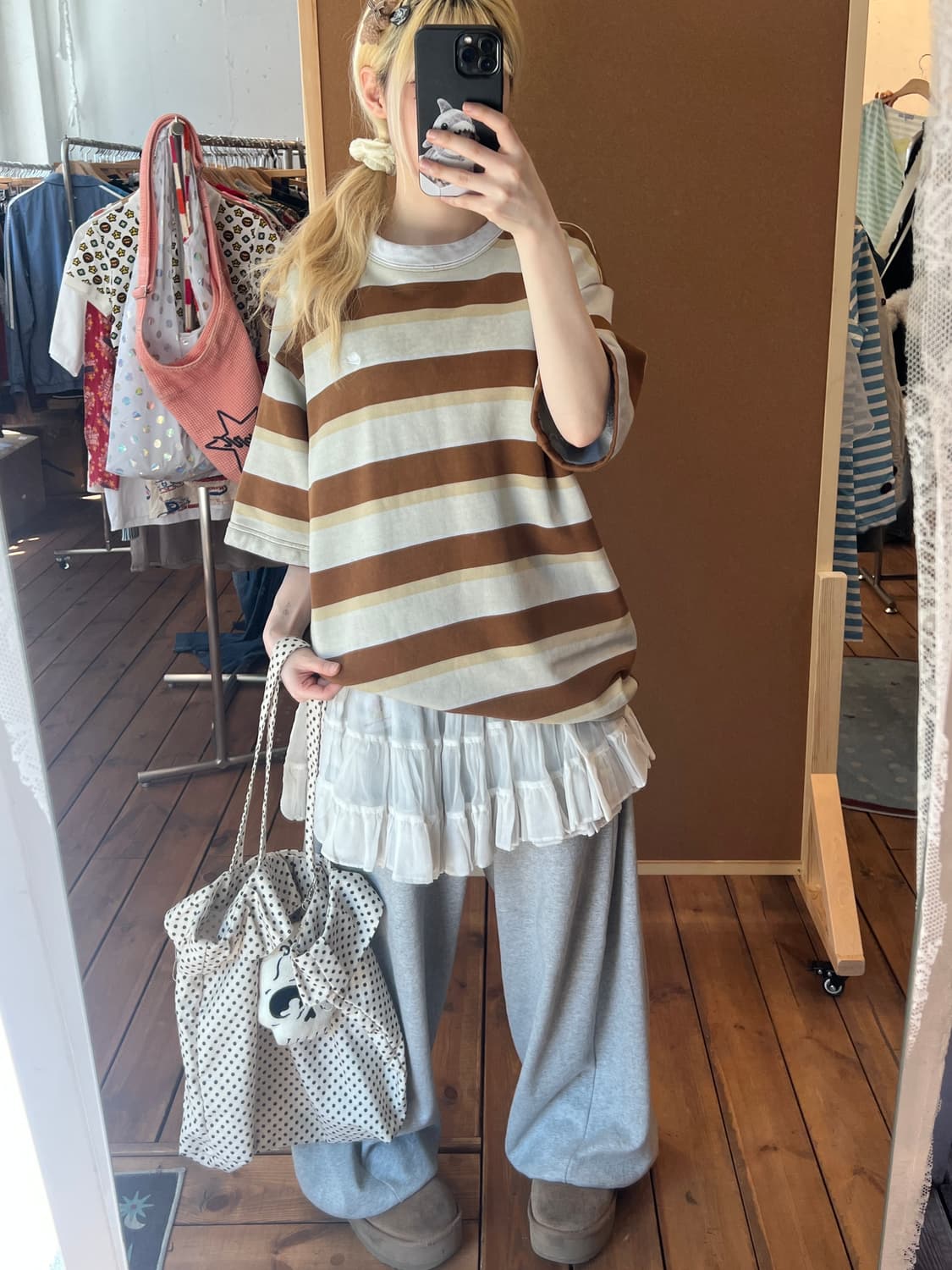 나이키 브라운 스트라이프 반팔 상품이미지6