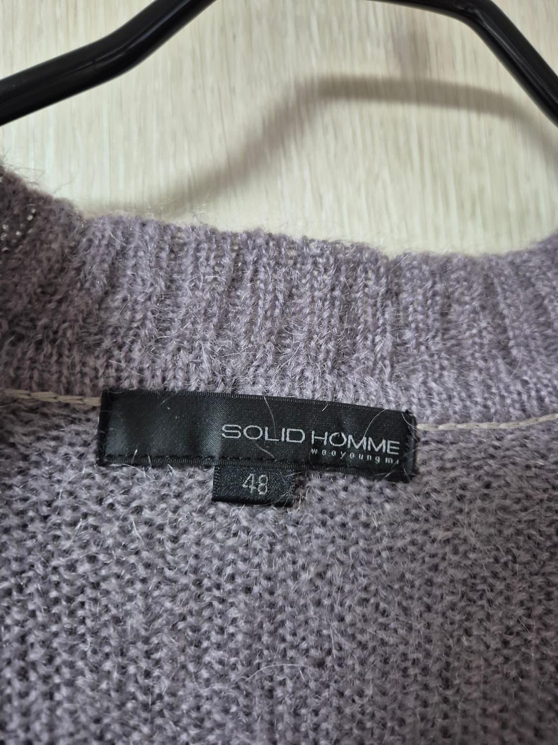 우영미 솔리드옴므 모헤어 니트 후드니트 브이넥  48 상품이미지5