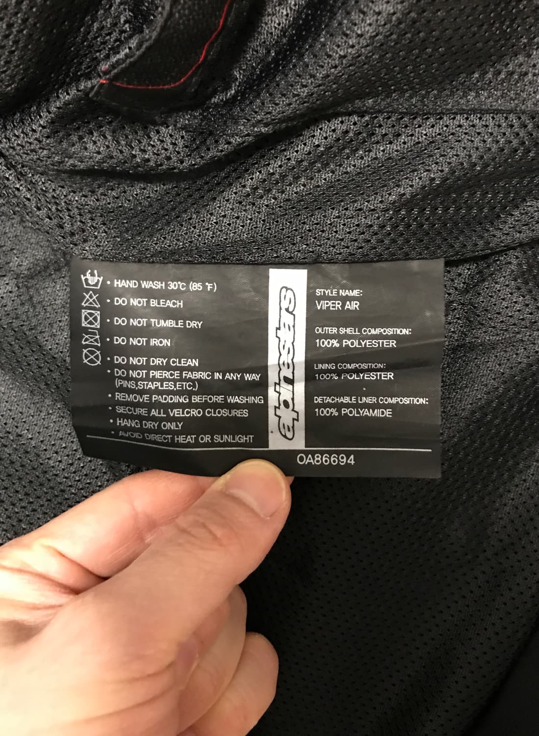 [알파인스타즈](M) 남성 바이퍼 에어 모터사이클 자켓 상품이미지7