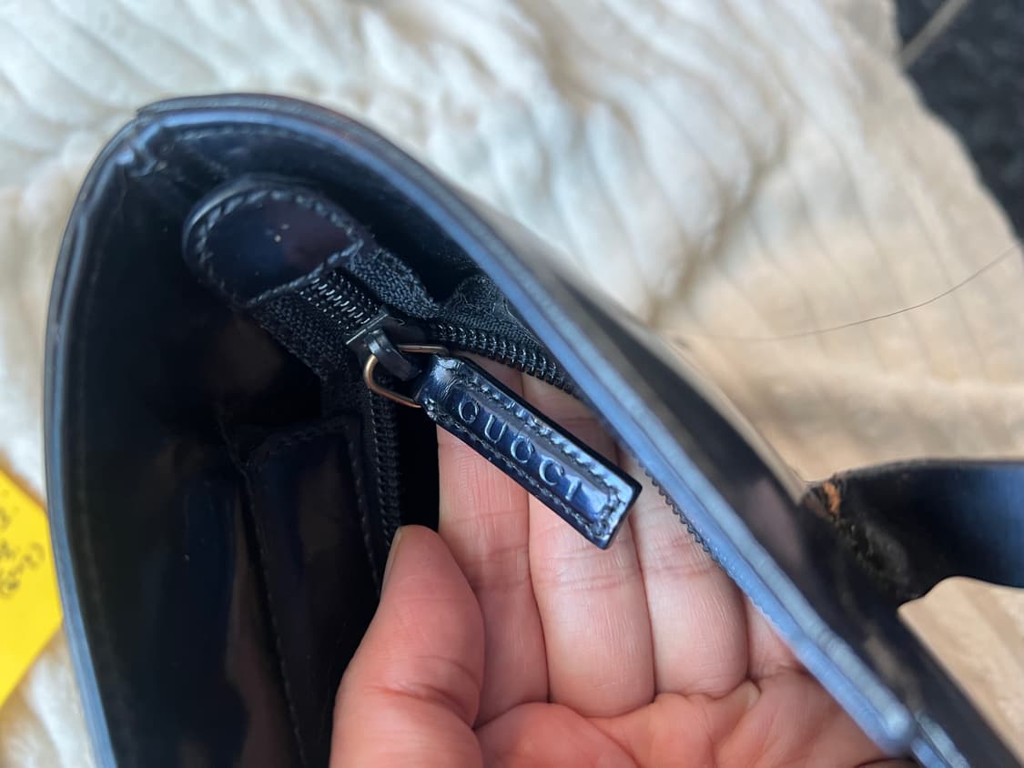 정품! 빈티지 구찌 네이비 에나멜 미니백 토트백 상품이미지7