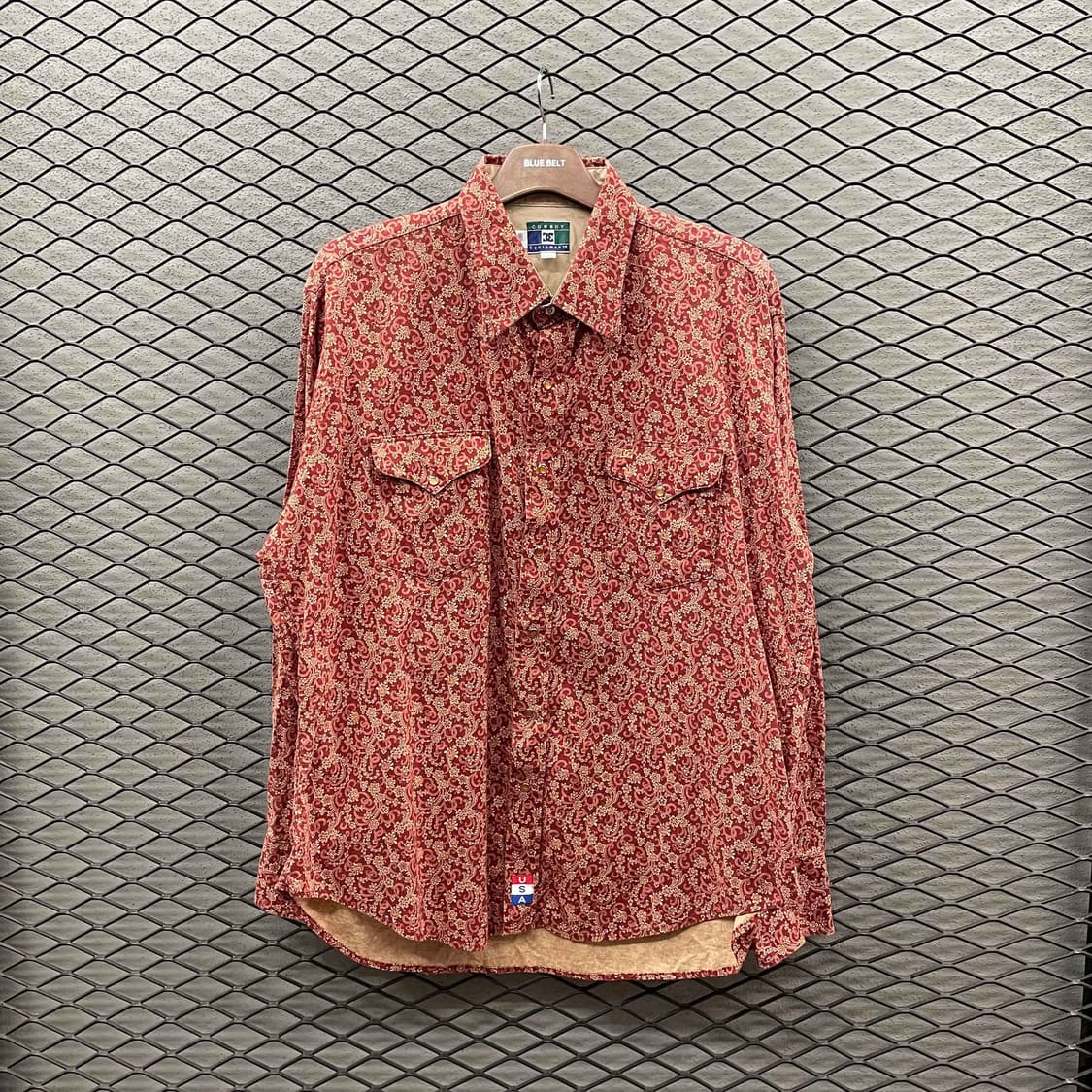 USA VINTAGE 웨스턴 셔츠 올오버 페이즐리 패턴 디테일 레드 상품이미지2