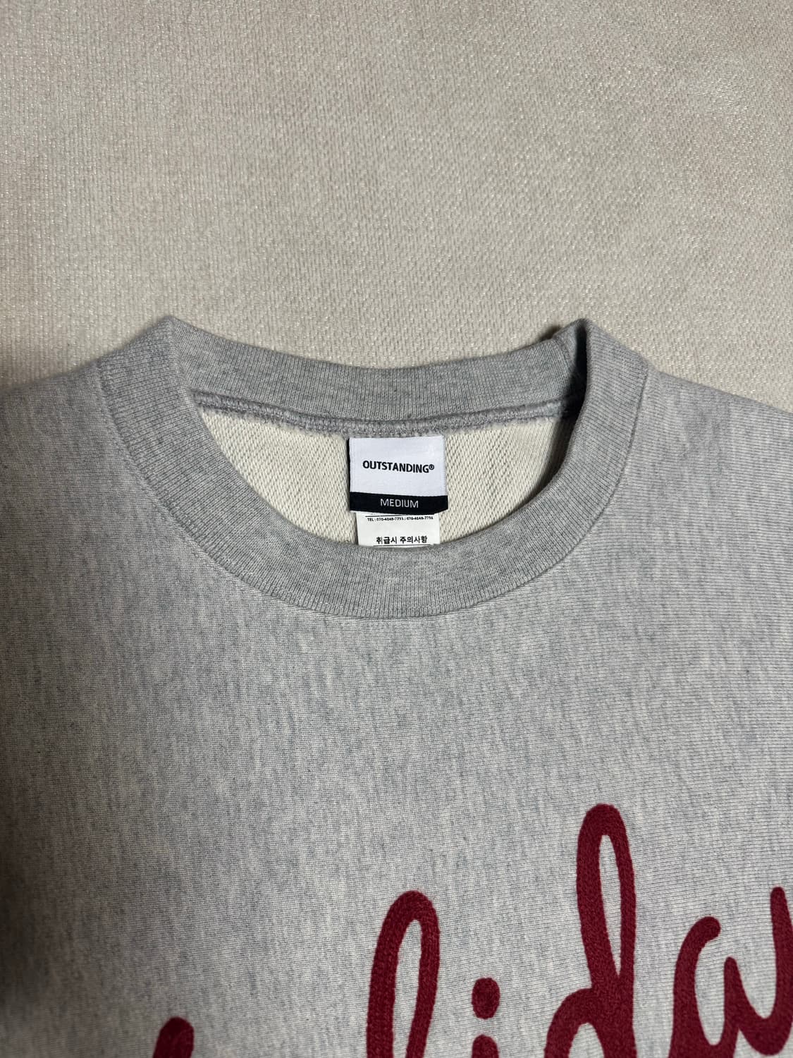 아웃스탠딩 할리데이 맨투맨 멜란지 그레이 M사이즈 새상품급 상품이미지2