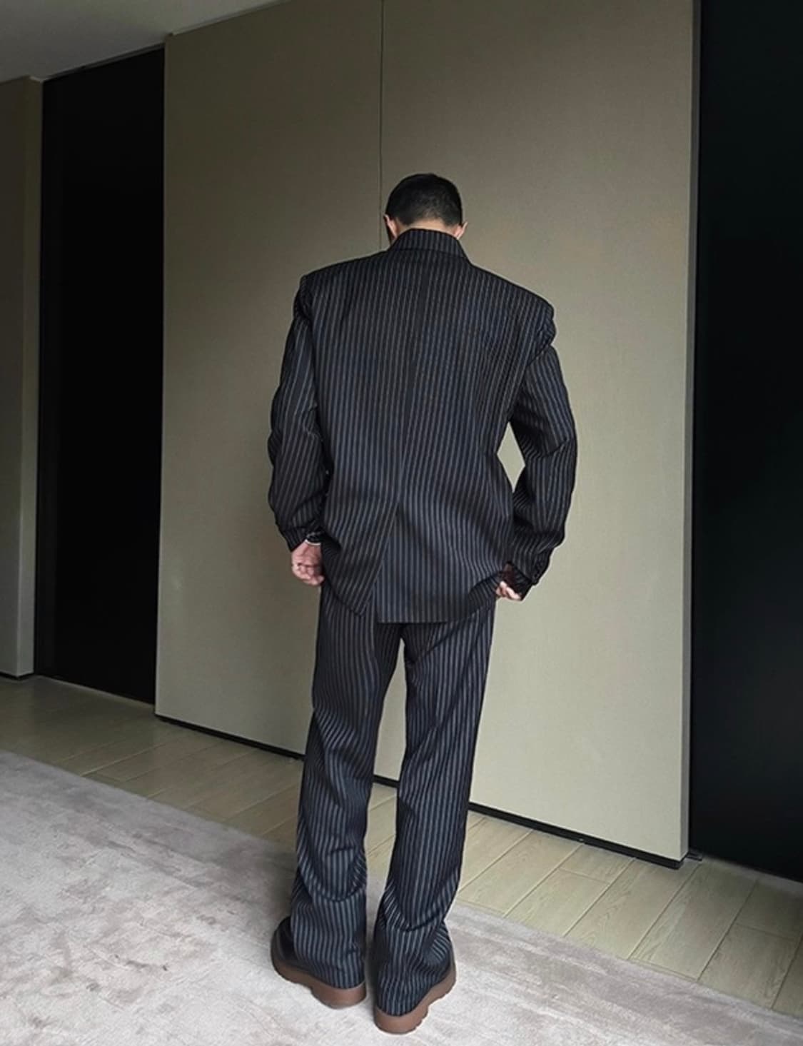 Weave studio 렉토맛 스트라이프 랩 블레이저 셋업 XL 상품이미지5