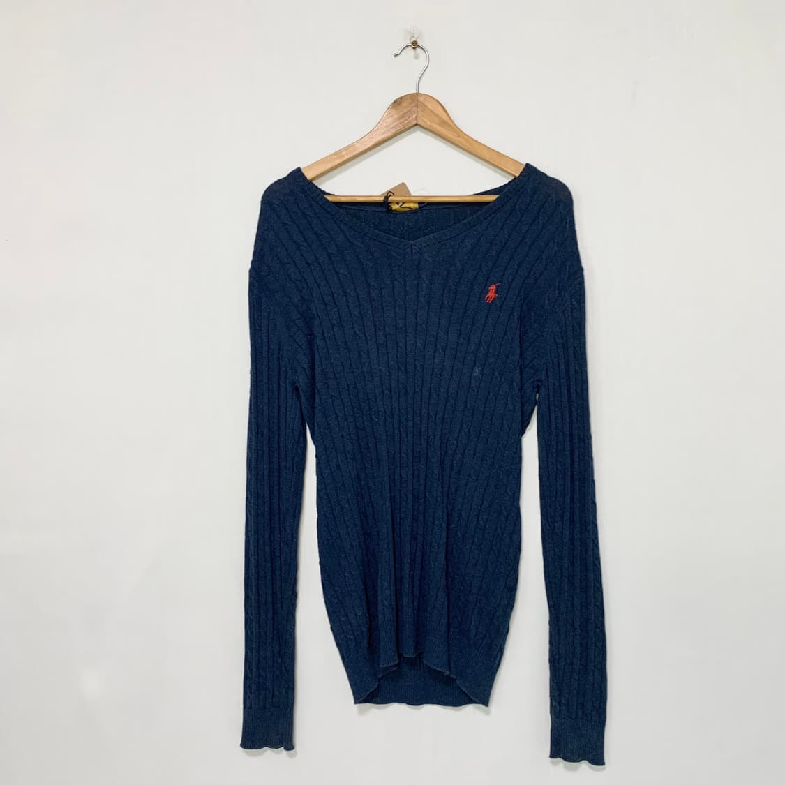 폴로 랄프로렌 네이비 케이블 니트 남성 S 남녀공용 루즈핏 브이넥 스웨터 상품이미지1