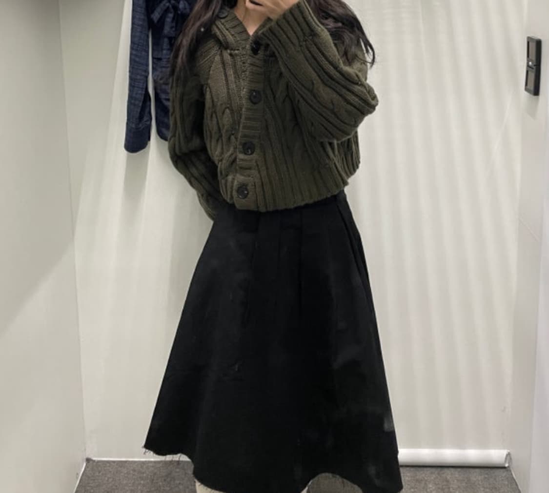밀로 우먼 버튼 후드 볼레로 가디건 카키 상품이미지4