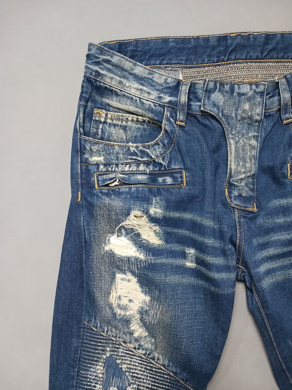 [32] 발망 데미지덧댐 워싱 바이커진 청바지 상품이미지2