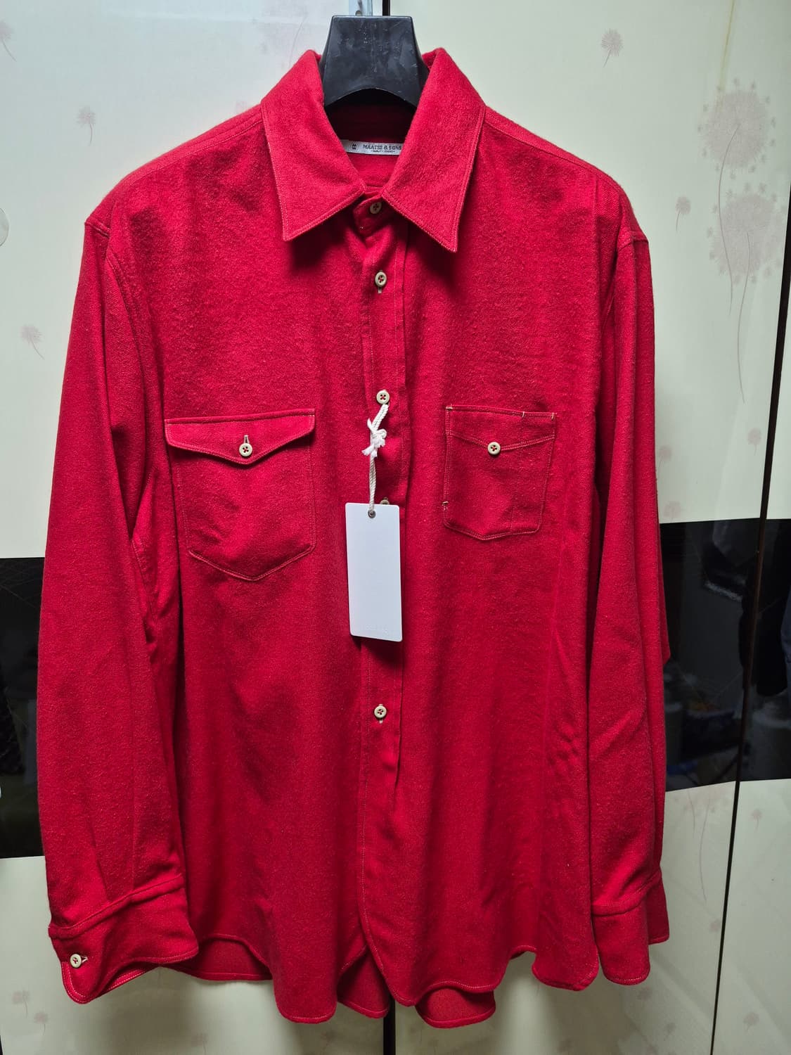 [3] 마티앤선즈 실크 가챠 포켓 셔츠 레드 상품이미지4