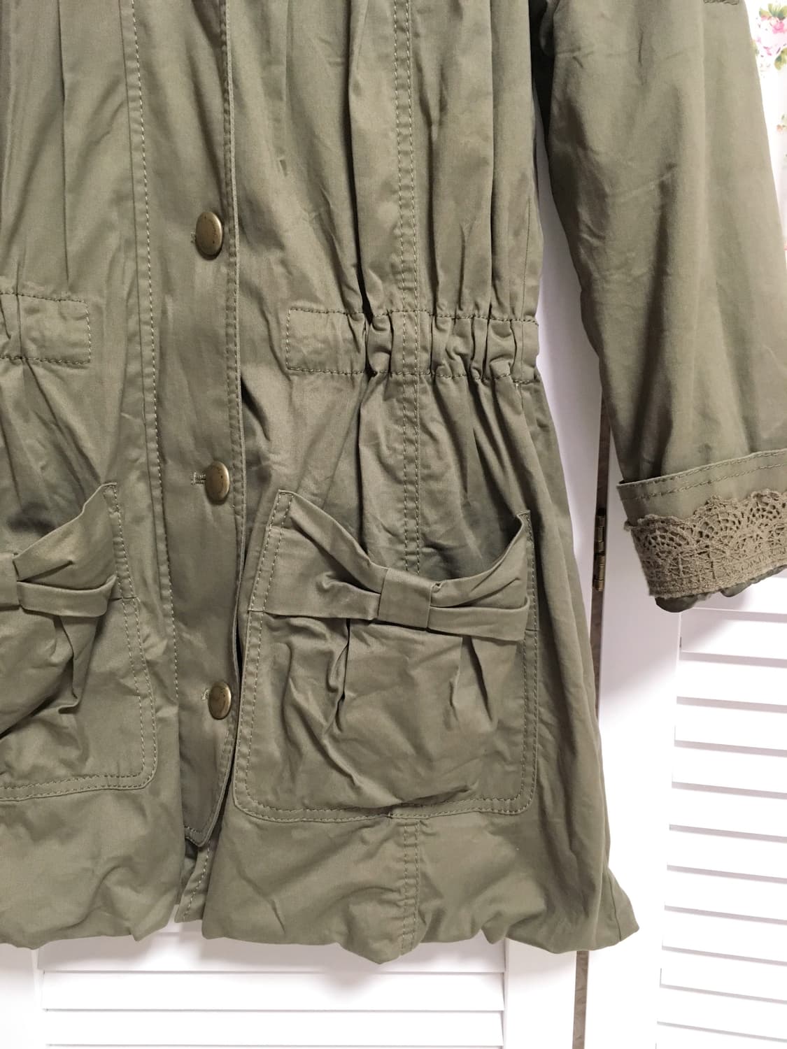 빈티지 리본포켓 카키 야상 자켓 상품이미지3