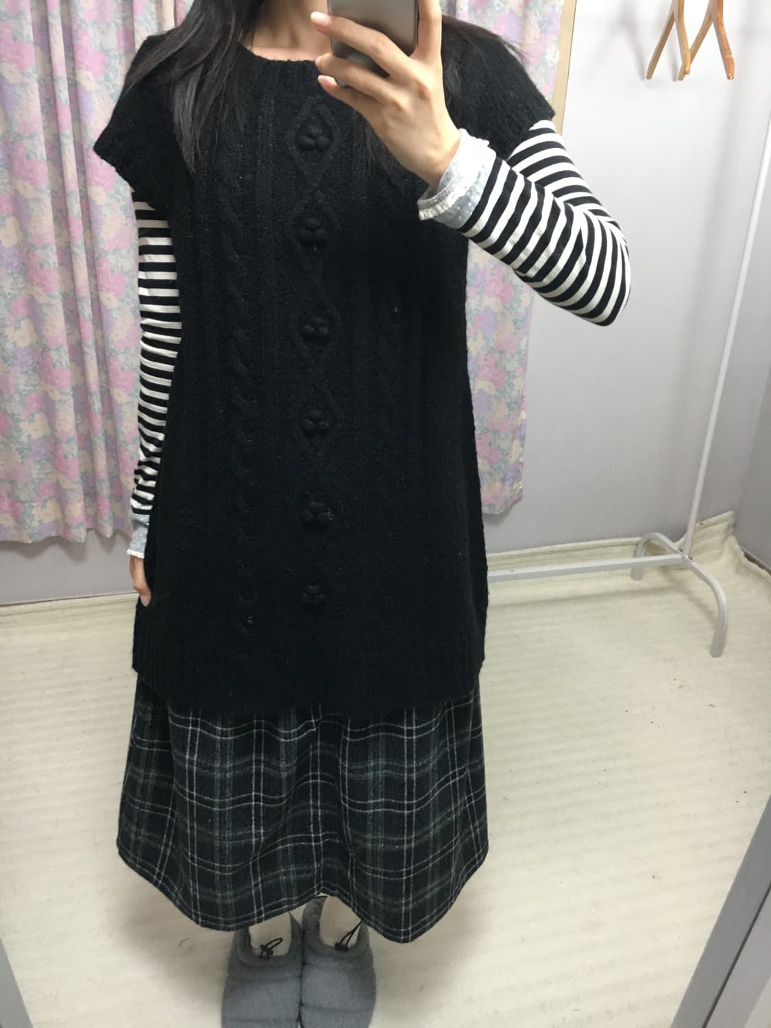 블랙 니트 반소매 원피스 상품이미지3