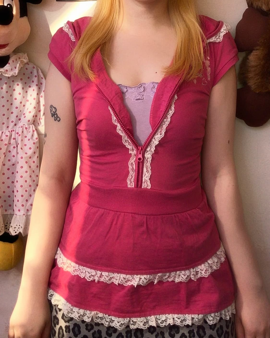 jpn 러블리 후드 반집업 미니 원피스 상품이미지2