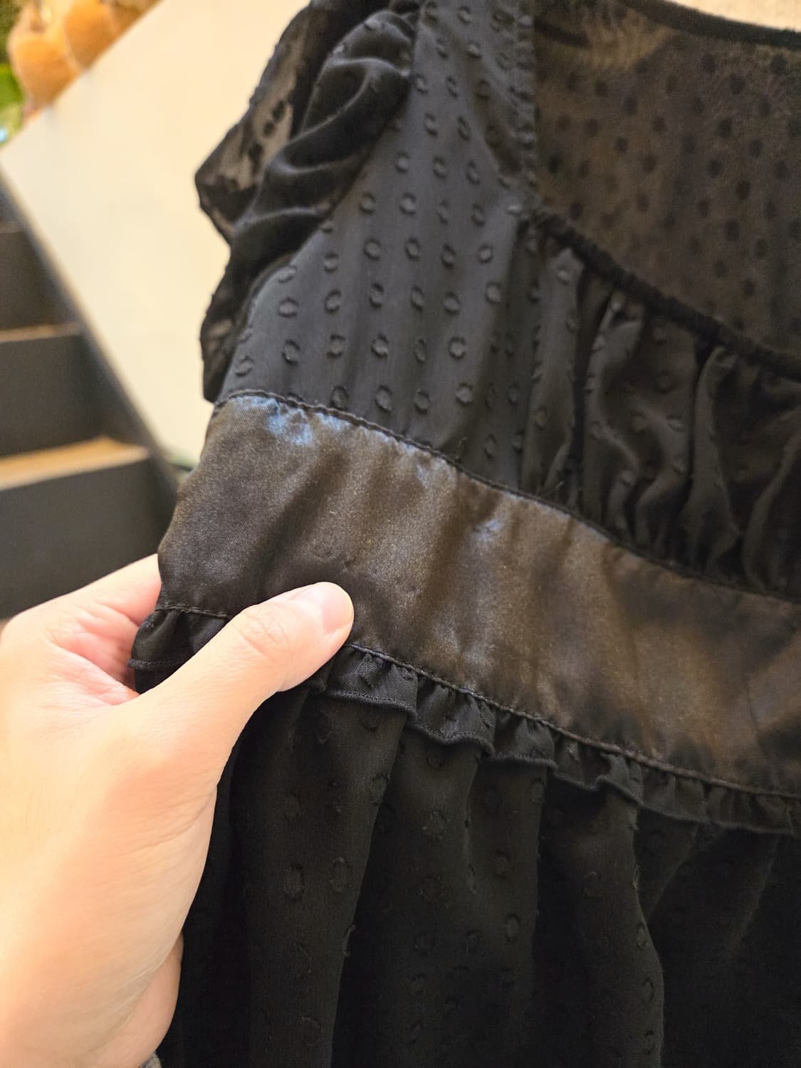 블랙 도트 쉬폰 블라우스 상품이미지4