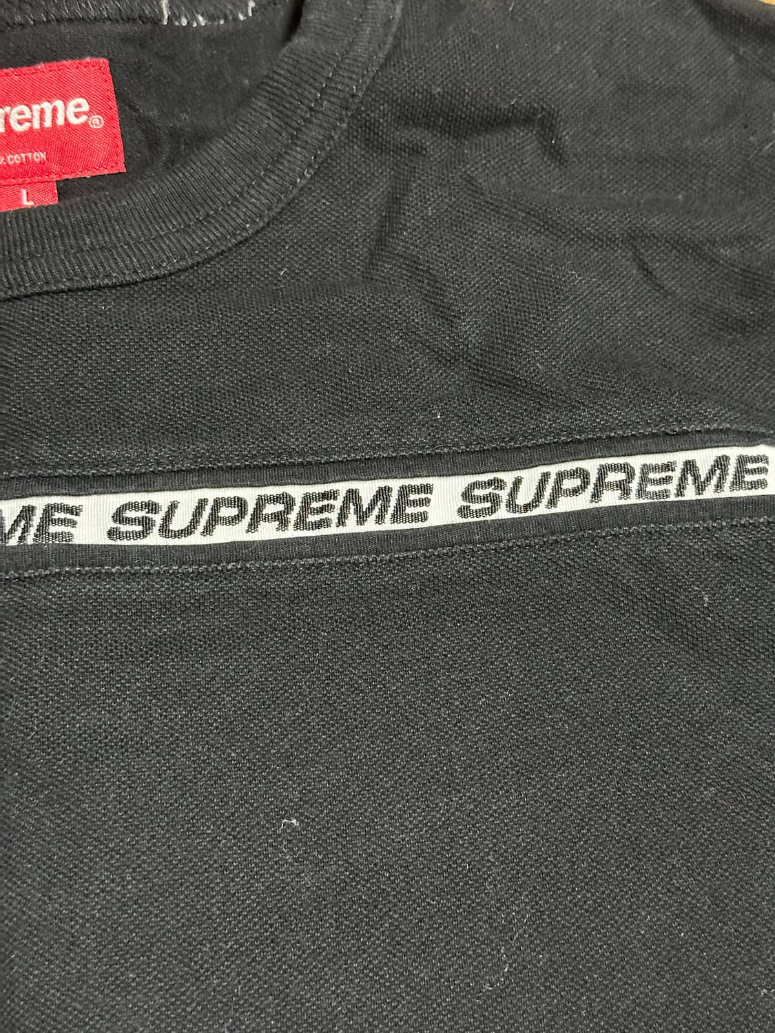 Supreme 17AW 테이프 스트라이프 롱슬리브 피케탑 블랙 L 상품이미지5