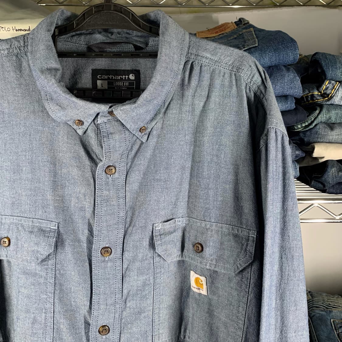 [L] 칼하트 루즈핏 샴브레이 워크셔츠 상품이미지1