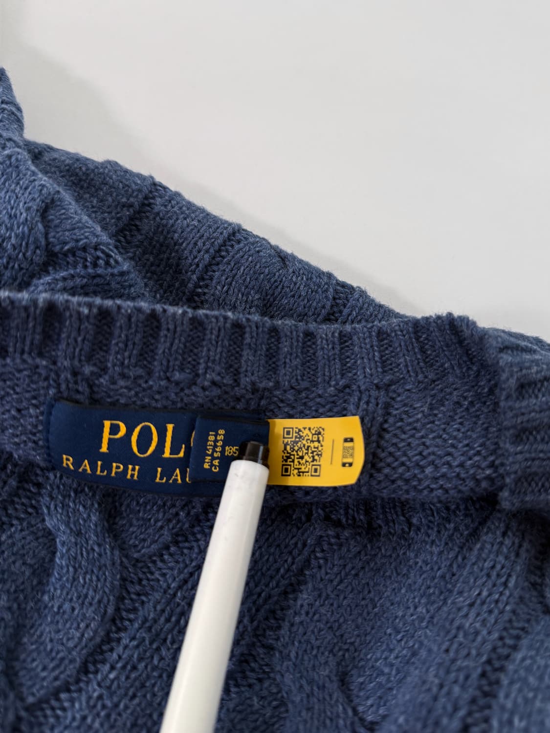 폴로 랄프로렌 오버핏 신형 QR라벨 인디고블루 코튼 케이블 니트 상품이미지7