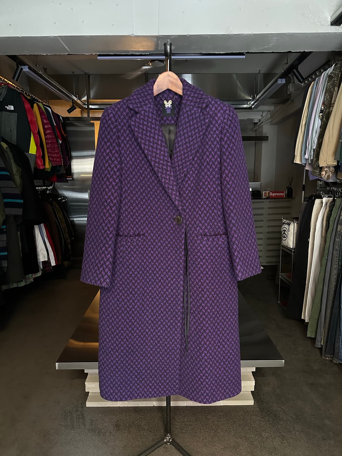 안나수이 퍼플 헤링본 롱코트 55 [S] 상품이미지1