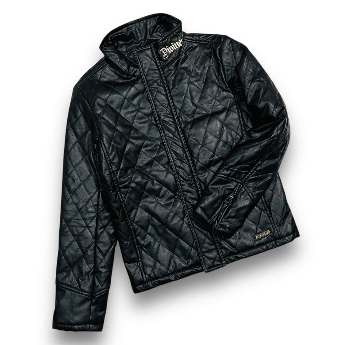 펑크 DIVINER 싱글 라이더 비건 레더 퀼팅 자켓 상품이미지3