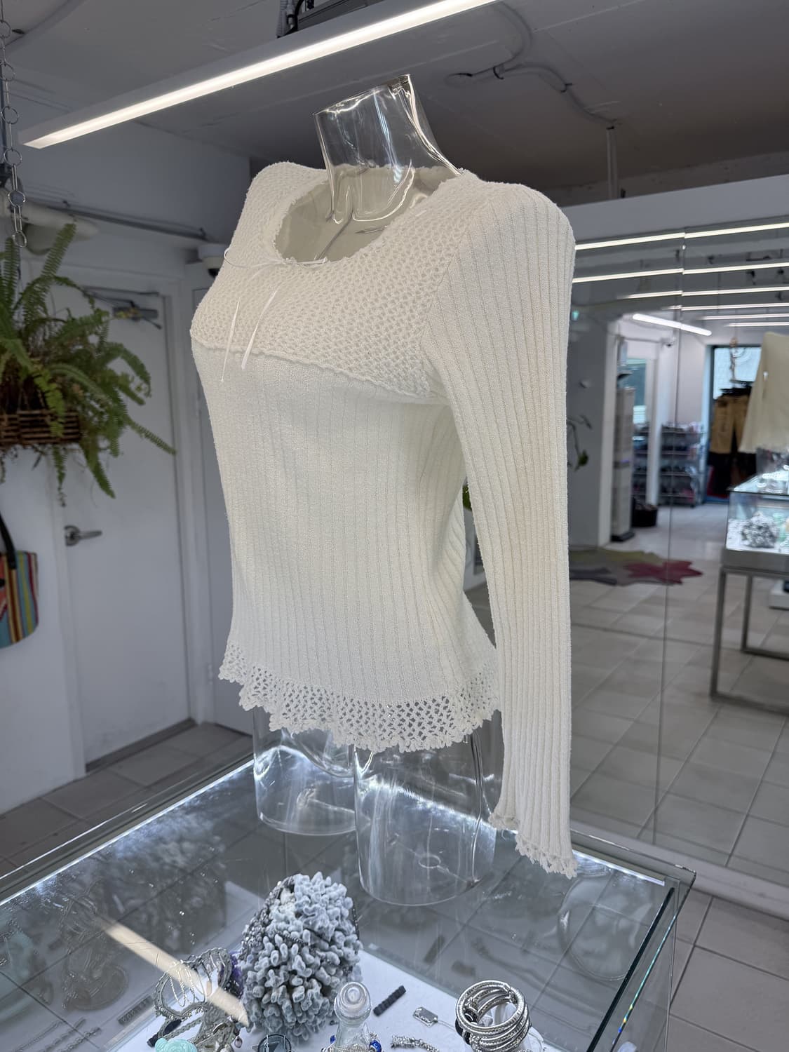 lace trim knit top 상품이미지2