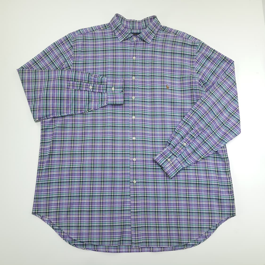 CN787 2XLT 폴로 랄프로렌 라벤더그린 타탄체크 긴팔 셔츠 남방 상품이미지2