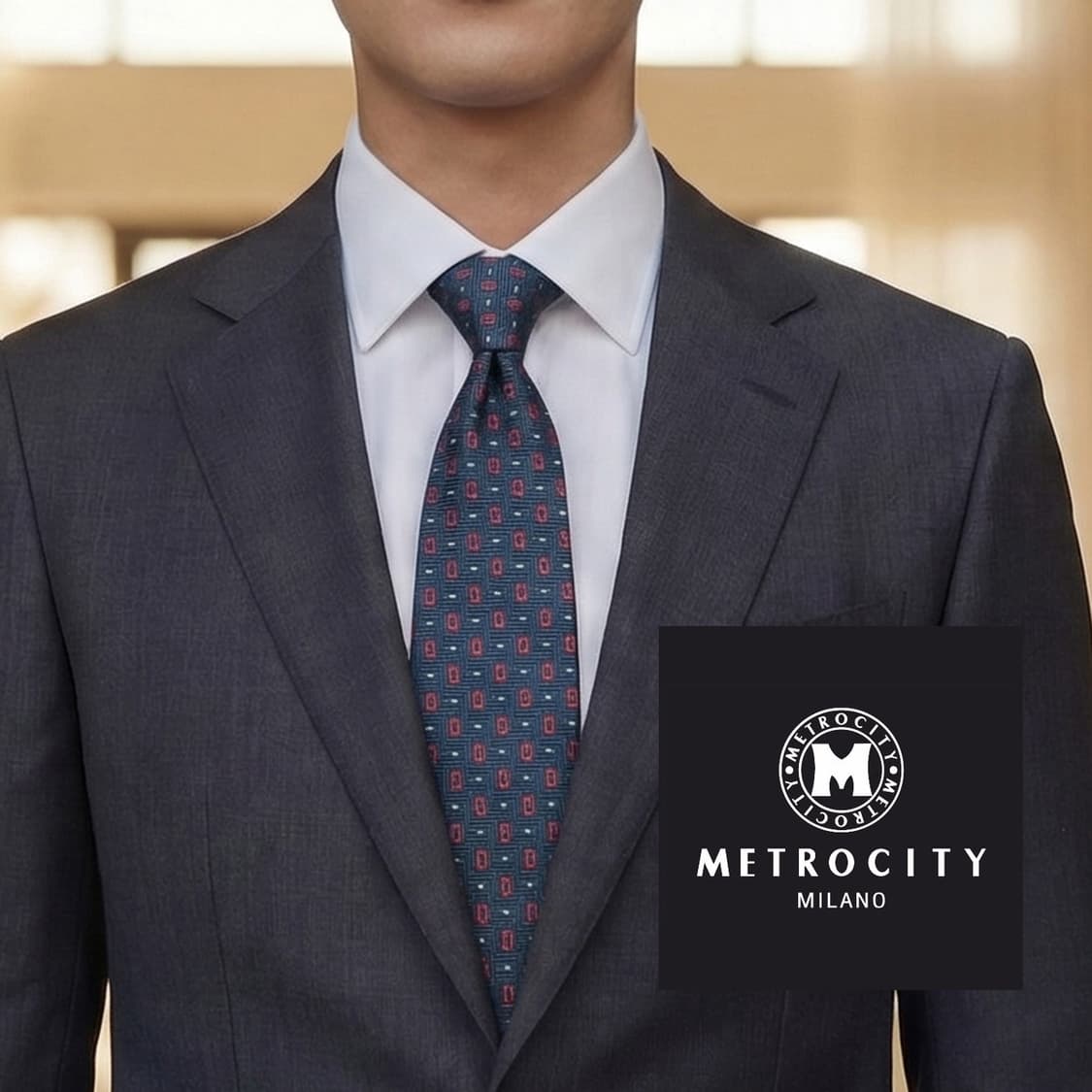 메트로시티 실크 청녹색 패턴 넥타이 8.6cm A+~A등급 A19880
 상품이미지1