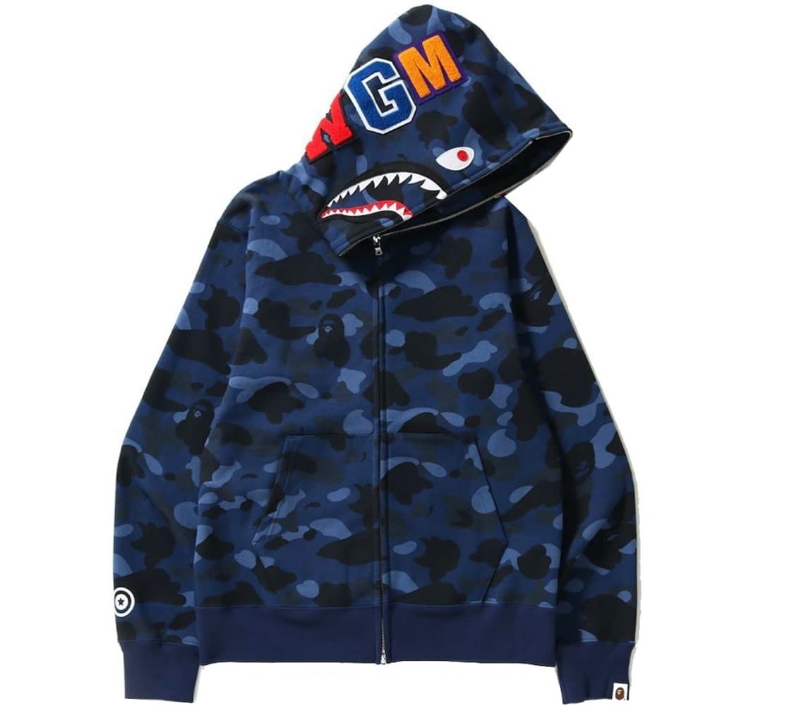 베이프 컬러 카모 샤크 풀집업 후디 네이비 상품이미지1