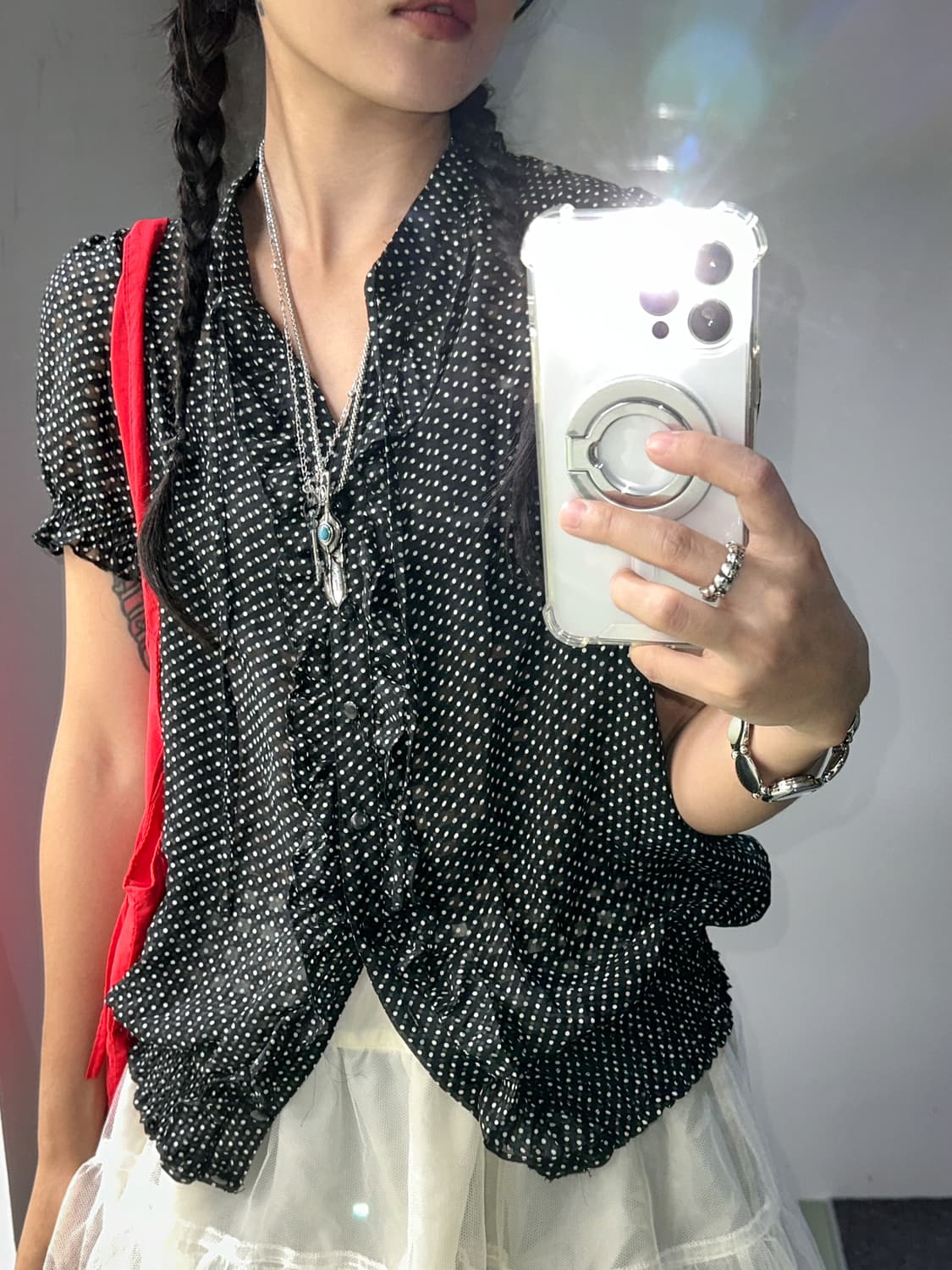 black dot frill blouse 상품이미지3