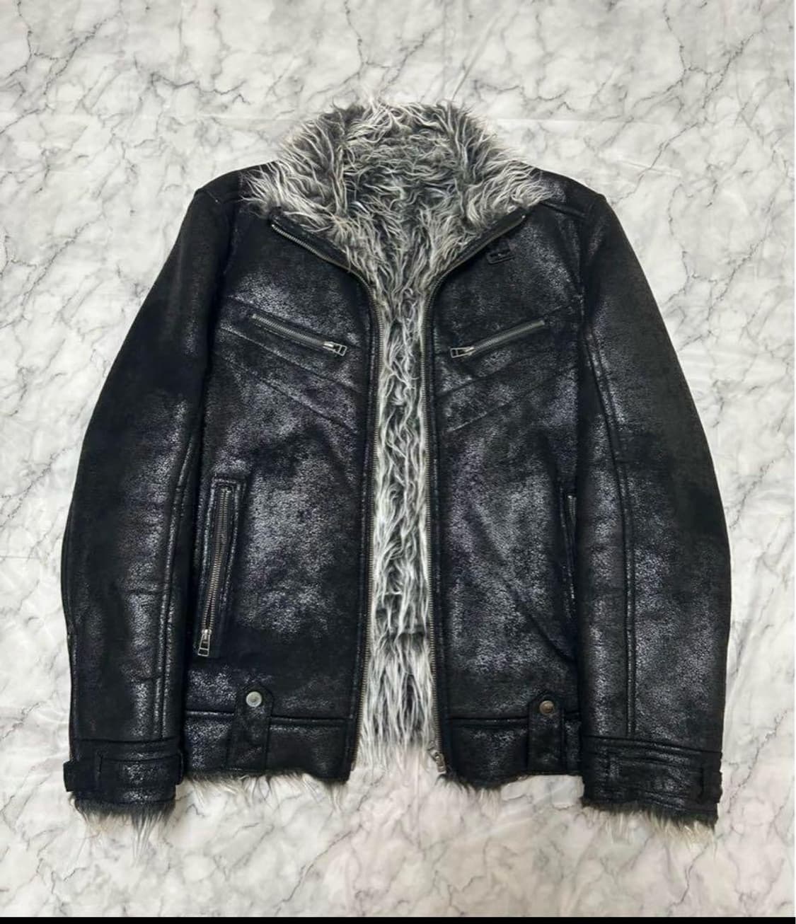 Semantics design 유광 스웨이드 퍼 자켓 상품이미지1