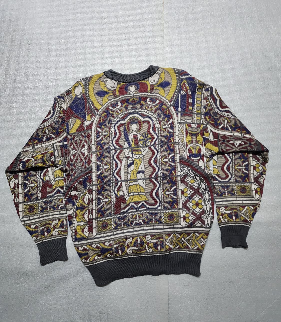 빈티지 Modigliani 스테인드글라스 패턴 니트 스웨터 상품이미지4