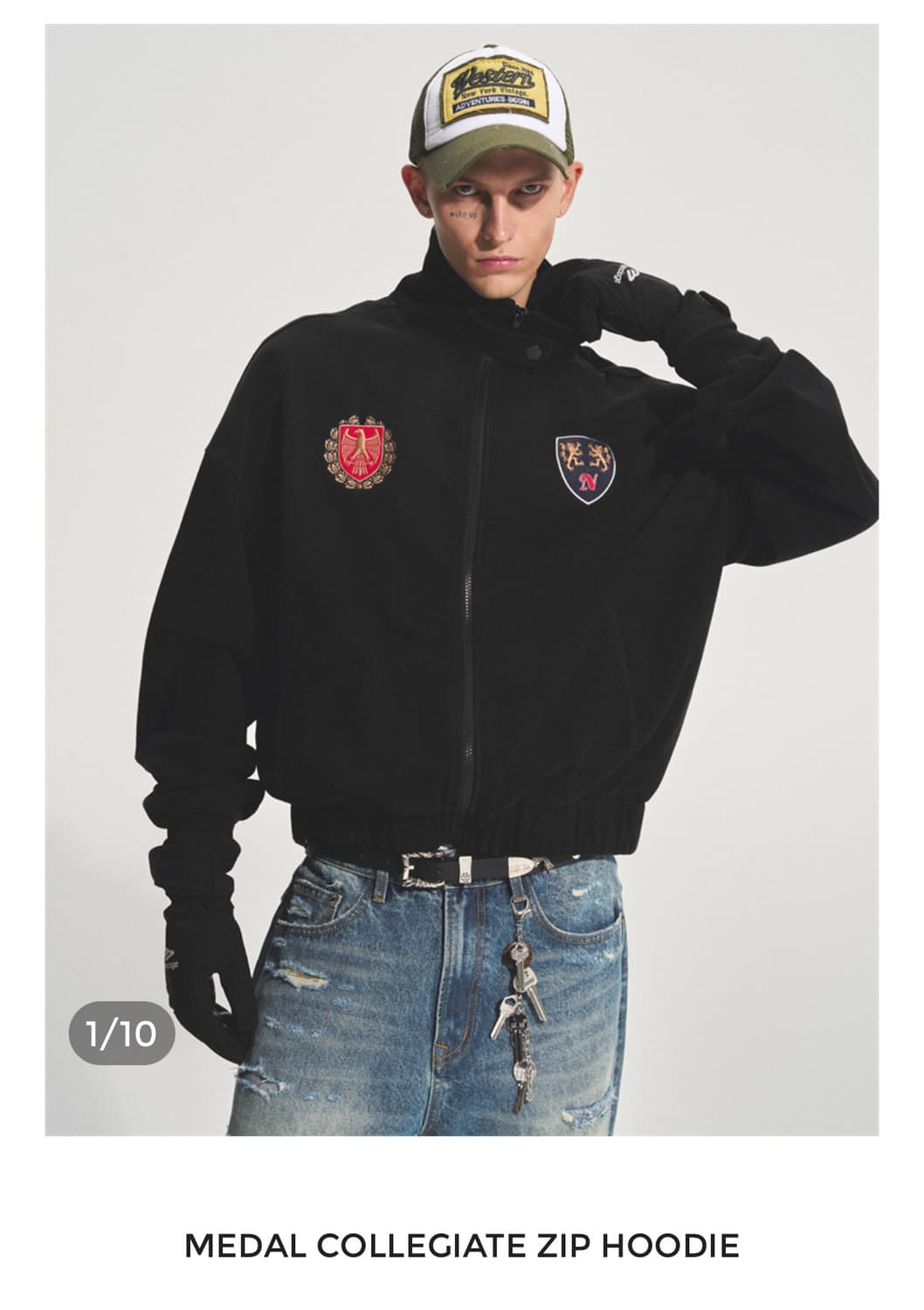 BASTARD MEDAL COLLEGIATE ZIP HOODIE M 상품이미지1