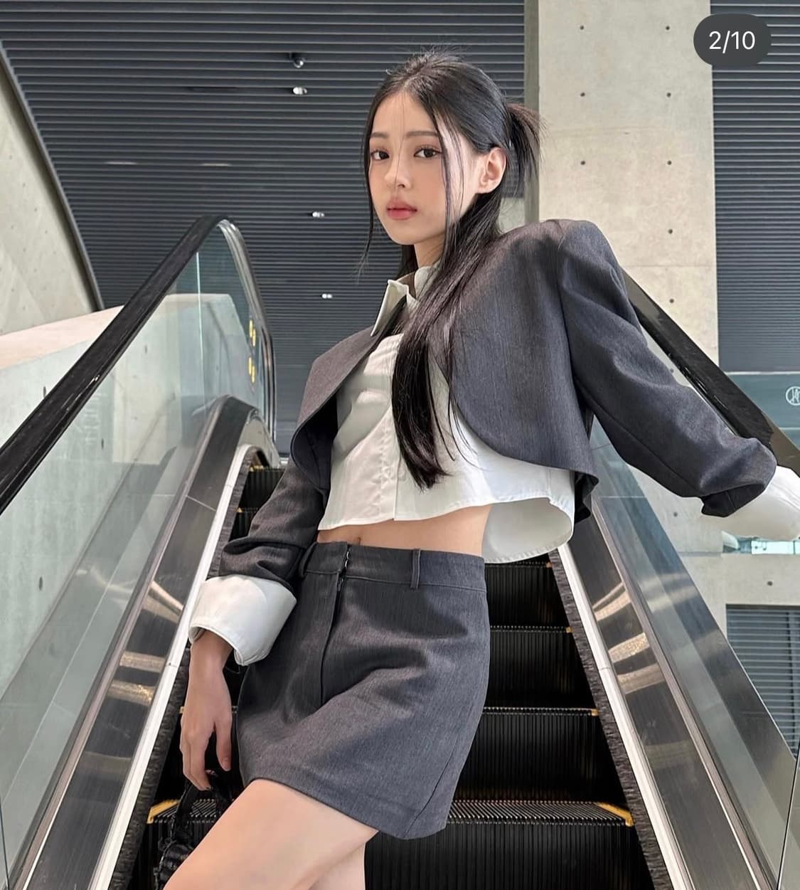 새상품 카키포인트 후크 스커트 블랙 상품이미지2