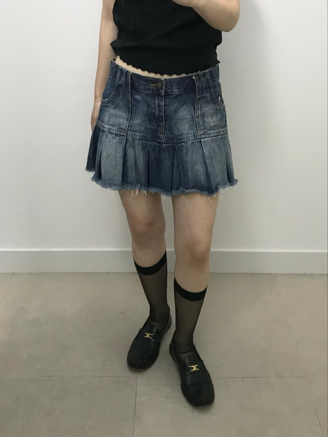 아베크롬비 순록 플리츠 데님 스커트 상품이미지1