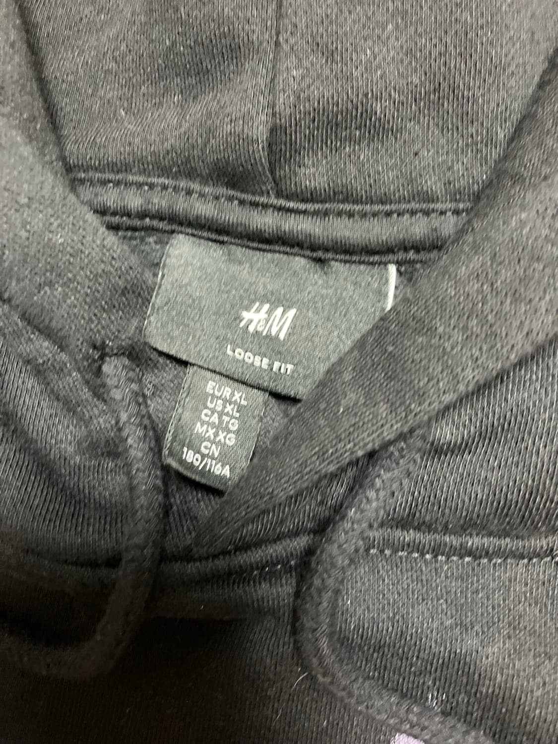 [XL] H&M(흐앤므) 스컬 프린팅 루즈핏 후드티 (블랙) 상품이미지2
