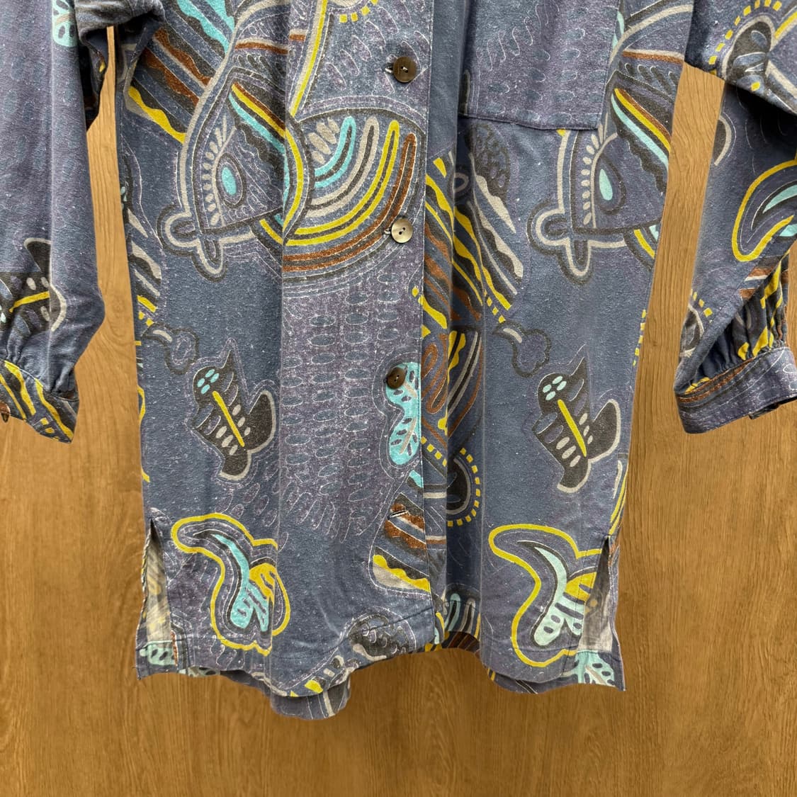 이세이미야케 이세이 스포츠 셔츠 빈티지 패턴 유니크 디자인 디테일 블루 상품이미지5