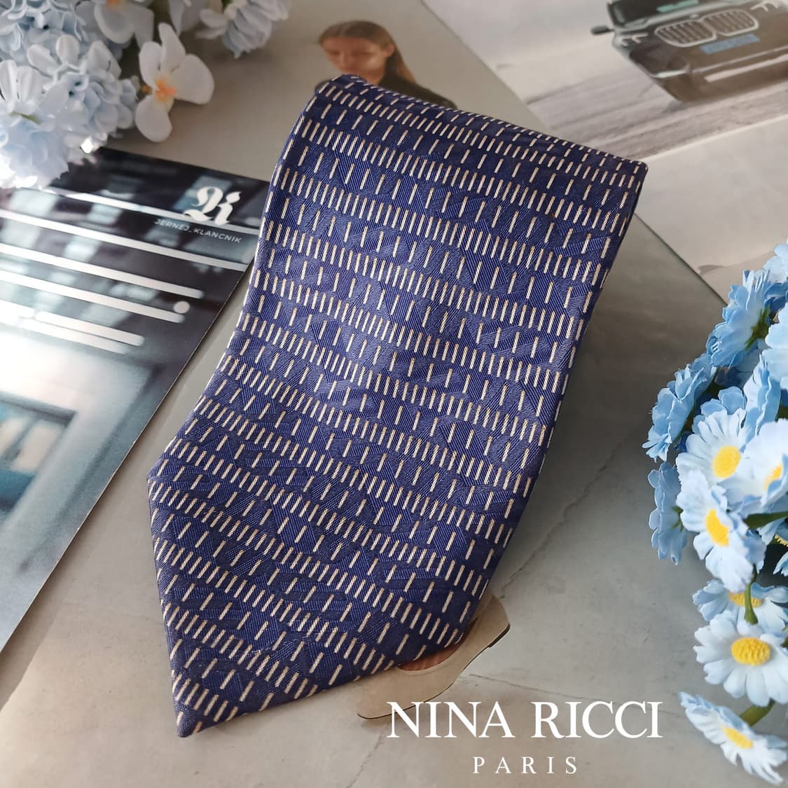니나리치 실크 기하 스트라이프 넥타이 9.5cm A+등급 A19367
 상품이미지2