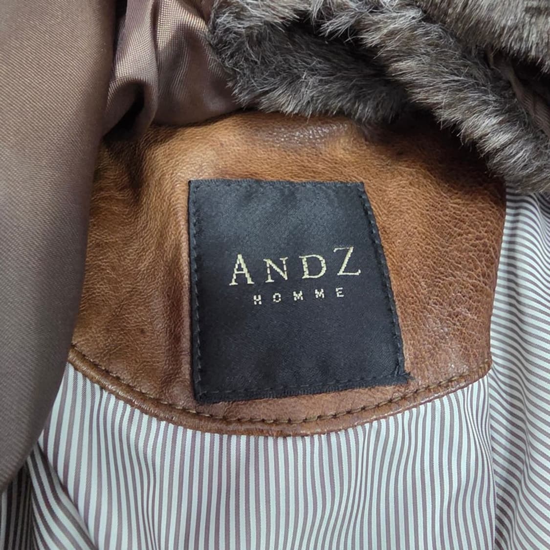 ANDZ 양가죽 퍼안감 브라운 레더 자켓 L 상품이미지6