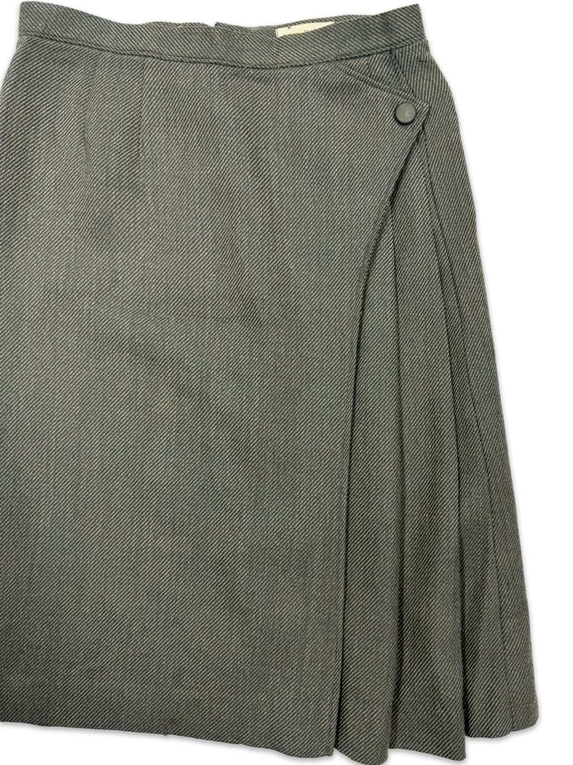 빈티지 lorette abitbol 카키 그레이 라인 플리츠 미디 스커트 상품이미지2