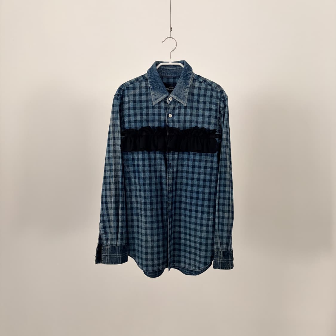 Washed Denim Frill Blouse 상품이미지2