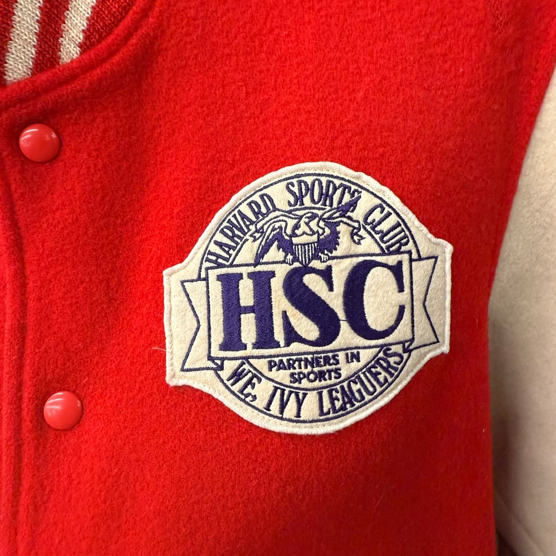 90s 하버드 오리지널 아이비리그 스포츠클럽 울 바시티자켓 N854   상품이미지5