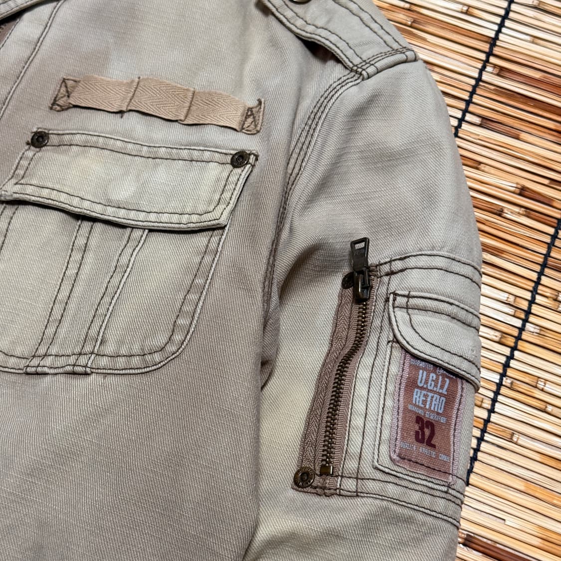 빈티지 카키 브라운 워크 레이싱 자켓 L 상품이미지4