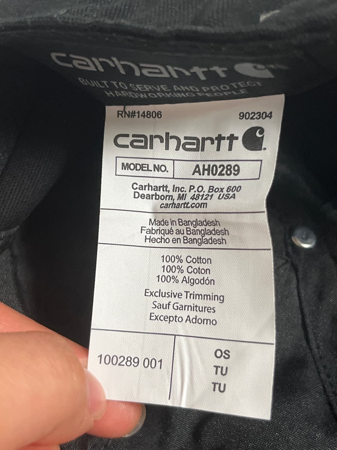 칼하트 모자 블랙 상품이미지2