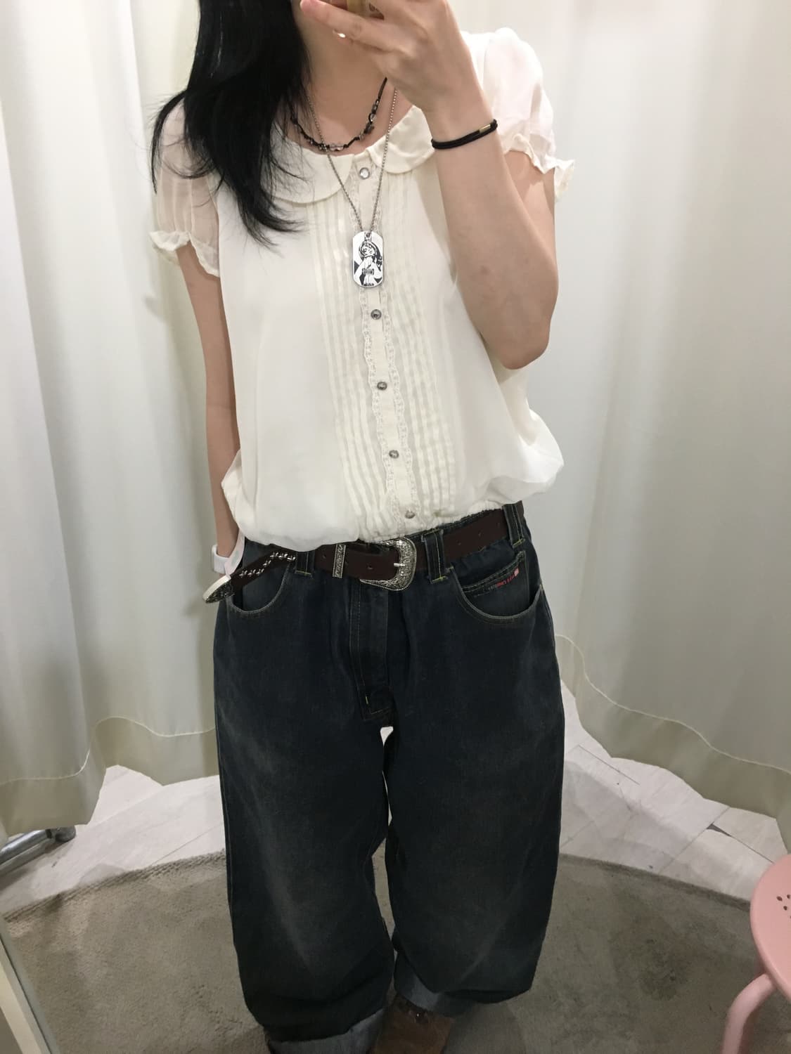 둥카라 레이스 블라우스 상품이미지5