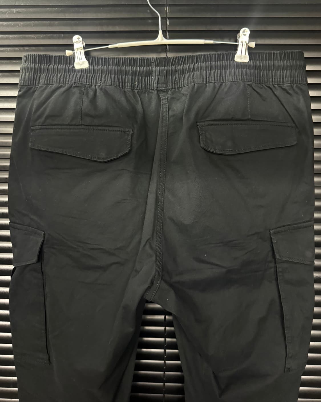 H&M 새깅 조거 밴딩 팬츠 블랙 검정 워시드 L 100 카고 포켓 끈 상품이미지5