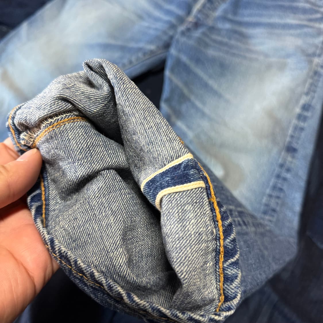 웨어하우스 Lot 세컨핸드 1101 유즈드 워시 미디움 인디고 34 상품이미지4